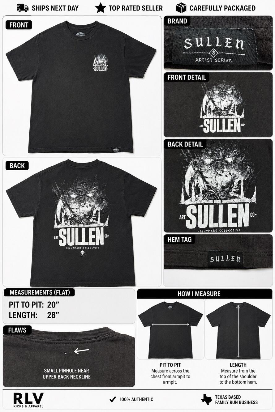 Sullen Artist Series Nightmare Collective Graphic Tee Black L Skull Tattoo Goth